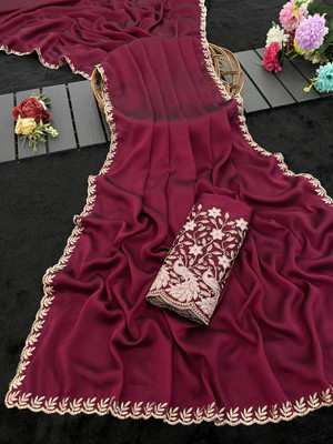 K 5 FASHION Embellished Bollywood Georgette Saree(Magenta)