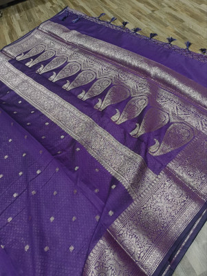 SAIF SAREES Woven, Self Design Banarasi Cotton Silk Saree(Purple)