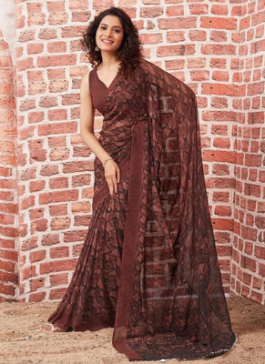 Panchvati NX Printed Bollywood Georgette Saree(Brown)