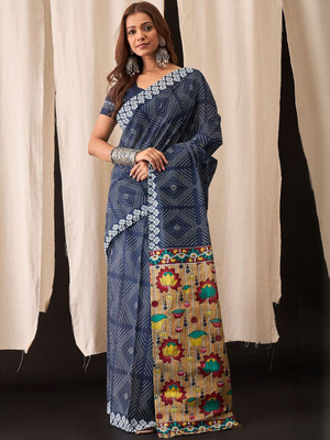 Moda Rapido Printed Daily Wear Pure Cotton Saree(Grey)