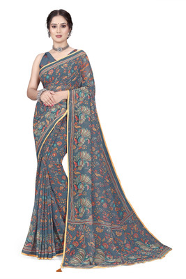 mahalaxmi fab Printed Bollywood Georgette Saree(Multicolor, Blue)