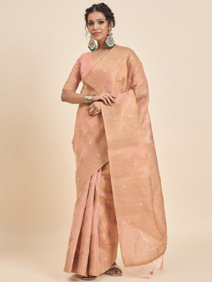 Vichitra Woven, Self Design Banarasi Tissue, Silk Blend Saree(Pink)