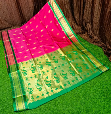 Spewim Woven Paithani Art Silk Saree(Pink)