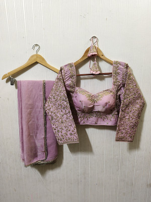 NANCY DESIGNER Embroidered Bollywood Cotton Silk Saree(Pink)