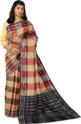 handloom paridhaan Self Design Ikkat Handloom Pure Cotton Saree(Multicolor)