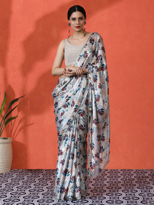 Sangria Printed Daily Wear Satin Saree(Multicolor)