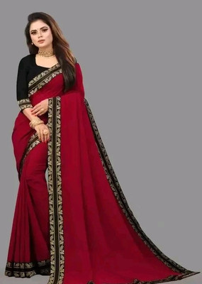 Samrudhh Solid/Plain Bollywood Georgette Saree(Maroon)