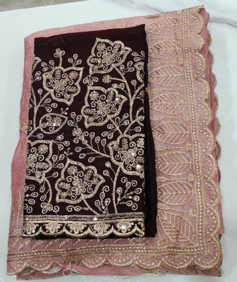 Pumpkin Ms Embroidered Bollywood Jimmy choo Saree(Pink)