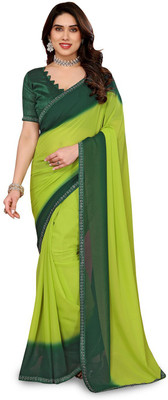 Moda Rapido Embellished, Printed, Self Design Bollywood Georgette Saree(Green)
