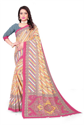 linenswroop Printed Leheria Georgette Saree(Multicolor)