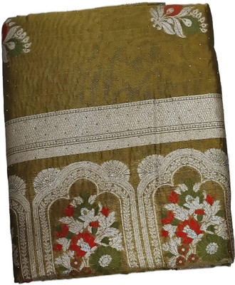 Fashionlu Printed Bandhani Cotton Silk Saree(Green)