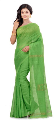 RAJTEXTILE Solid/Plain Handloom Cotton Silk Saree(Red)