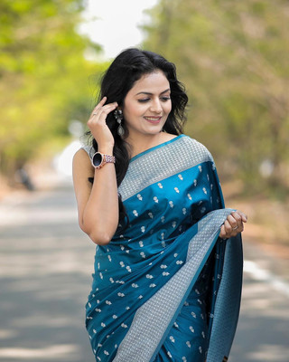 pavanputra fab Woven Banarasi Jacquard Saree(Light Blue)