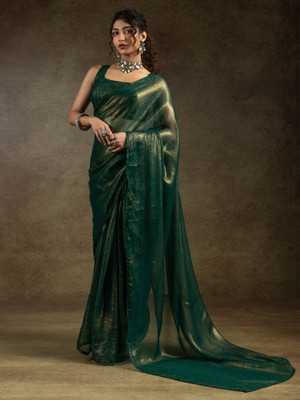 Divastri Embellished Bollywood Chiffon Saree(Green)
