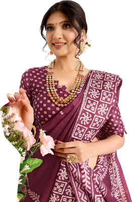 Priyashi Printed Kalamkari Art Silk Saree(Purple)