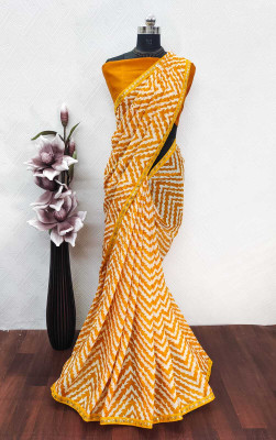 aalisha fashion Printed Bollywood Georgette Saree(Yellow)