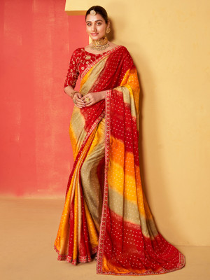 Sareemall Embellished Bollywood Chiffon Saree(Red)