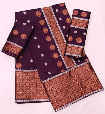 agarwal silk Printed Dokhona Art Silk Saree(Pack of 2, Purple)