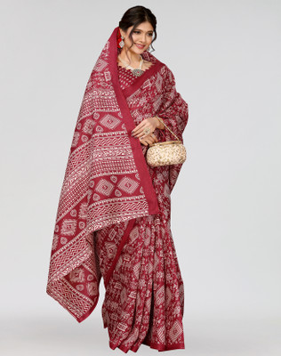 Nirvaan Printed Mysore Art Silk Saree(Maroon)
