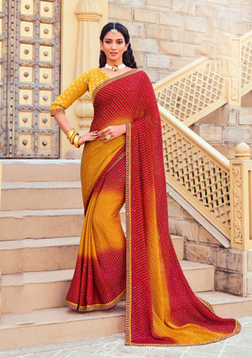 Laxmipati Printed Bollywood Chiffon Saree(Multicolor)