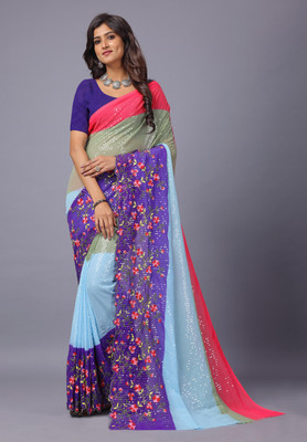JAITRA CREATION Embroidered Bollywood Georgette Saree(Multicolor)