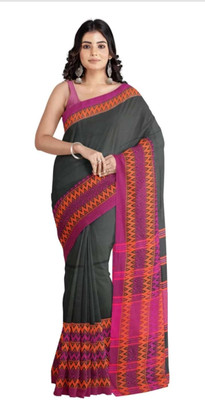 ADbutiq Woven Tant Pure Cotton Saree(Black)