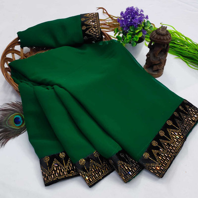 SOJITRA IMPEX Embellished Bollywood Georgette Saree(Green)