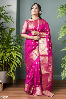 kavish enetrprise Woven Banarasi Jacquard Saree(Pink)