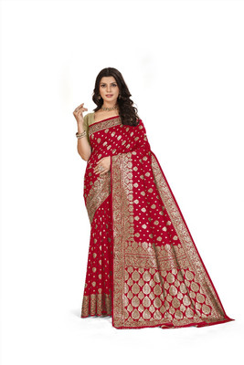 UNITYSAREES Printed Daily Wear Pure Silk Saree(Red)