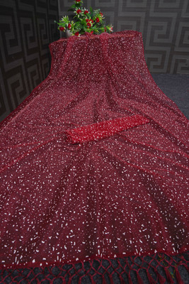 GZS Printed Banarasi Net Saree(Maroon)