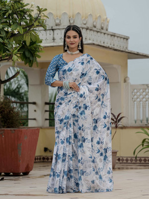 GRANTHI ENTERPRISE Printed Bollywood Chiffon Saree(Multicolor)