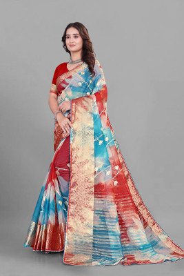 Aarunika MNT Solid/Plain Bollywood Organza Saree(Maroon)