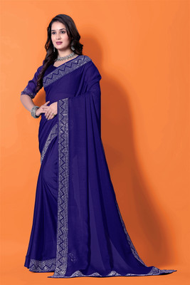 RadhikaFashion Embellished Bollywood Georgette Saree(Dark Blue)