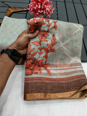 AARAANA Woven Kanjivaram Linen Saree(Multicolor)