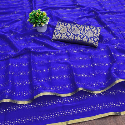 DIVYASHAKTI FASHION Striped Bollywood Chiffon Saree(Blue)