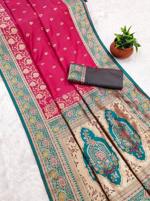 Spetila Woven Banarasi Jacquard, Pure Silk Saree(Pink)
