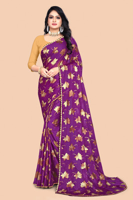 EPRIMPEX Printed Bollywood Lycra Blend Saree(Purple)