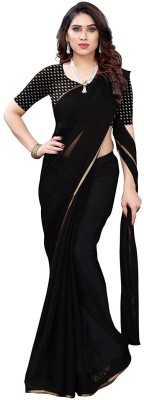 The Fashion Attire Printed Daily Wear Chiffon Saree(Black)