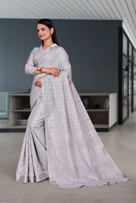 Feminista Self Design, Woven Daily Wear Cotton Silk Saree(Grey)