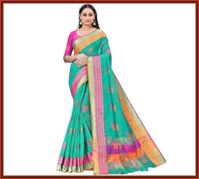 Lavisa Embroidered Mysore Cotton Blend Saree(Multicolor)