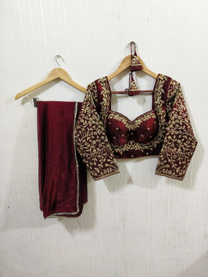 NANCY DESIGNER Embroidered Bollywood Cotton Silk Saree(Maroon)