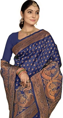 Dornick Woven Bollywood Cotton Silk Saree(Blue)