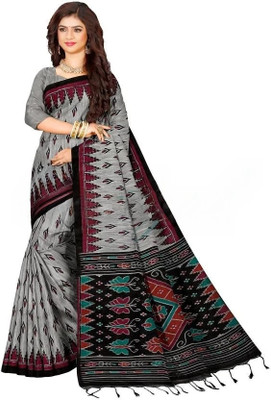 DUGGE FASHION Printed Sambalpuri Pure Cotton Saree(Multicolor)