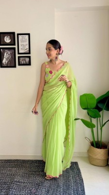 Nimidiya Printed, Embellished Bollywood Georgette Saree(Light Green)