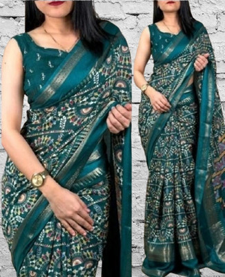 KANDORA Printed Bollywood Brasso Saree(Purple)