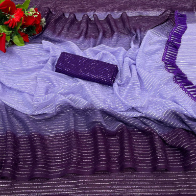 ICEBERGEXIM Embroidered Banarasi Georgette Saree(Blue)