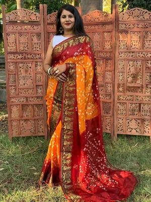 rajranitextiles Printed Bandhani Georgette Saree(Multicolor)