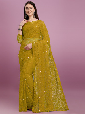 Croza Self Design Bollywood Net Saree(Multicolor)