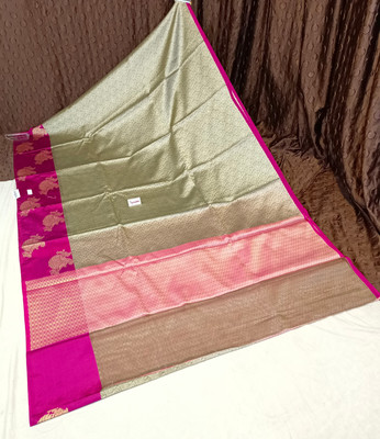 HouseOfCommon Woven Banarasi Art Silk Saree(Pink, Beige)