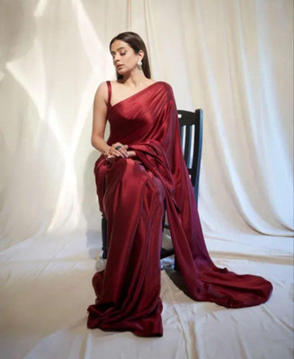 Krish Creation Digital Print Bollywood Satin Saree(Red)